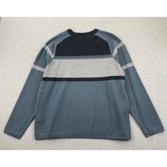 Eddie Bauer Sweater Mens XL Blue Gray Stripe Pullover Crewneck Retro Ski Skater - Picture 2 of 11